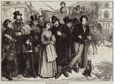 De zonsverduistering, een straatscène door Frederick Barnard